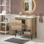 Meuble-lavabo moderne en bois avec tiroir coulissant et tablette ouverte