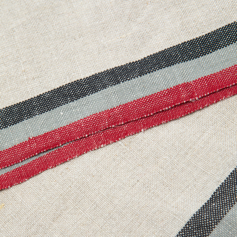 Serviette carrée à rayures Camryn, Naturel / rouge / gris / noir