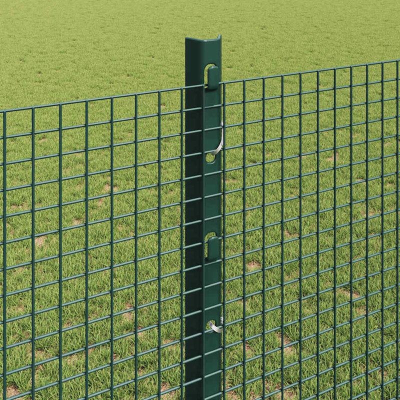 Vidaxl Fence With Posts Steel, 120cm H x 1000cm W x 2.7cm D, Green