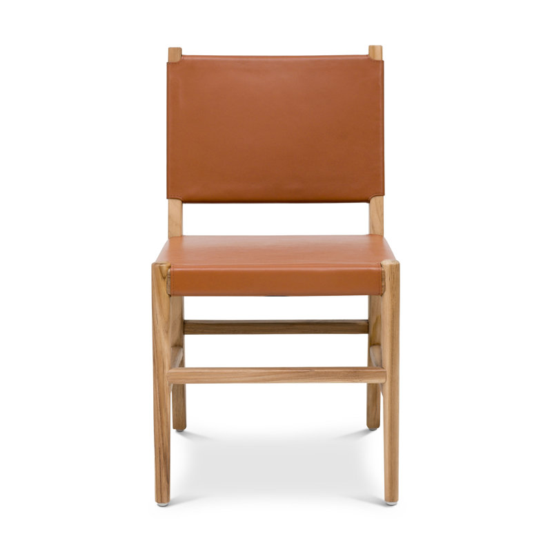 Riavolo Teak & Leather Dining Chair, Fauve Tan