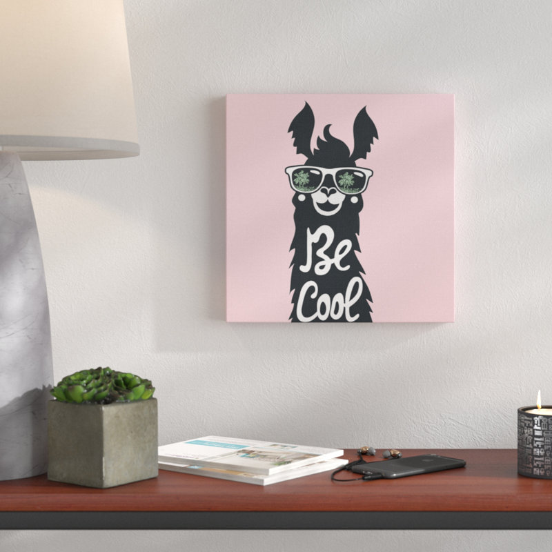 «Be Cool Llama with Sun lunettes», impression, H 17 po x l 17 po, Toile tendue