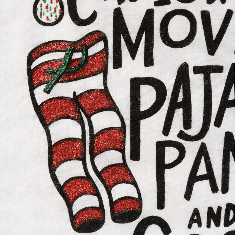  Christmas Movies Pajama Pants And Cookies Kitchen Dish Towel - 28" X 28"