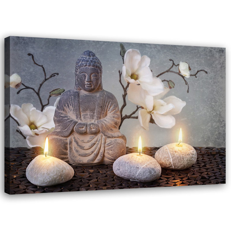 Buddha Orchid Flowers - Wrapped Canvas Print, 60cm H x 90cm W
