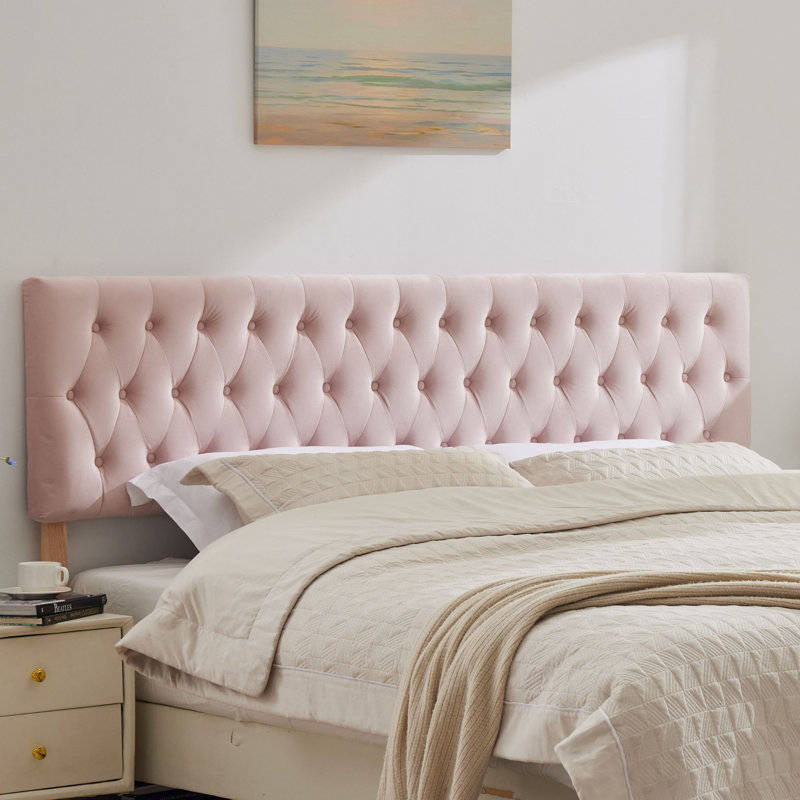 Tête de lit tapissier Aveigha, Simple, Pink Velvet
