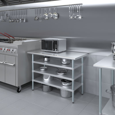 Stainless Steel Table With Three Undershelves