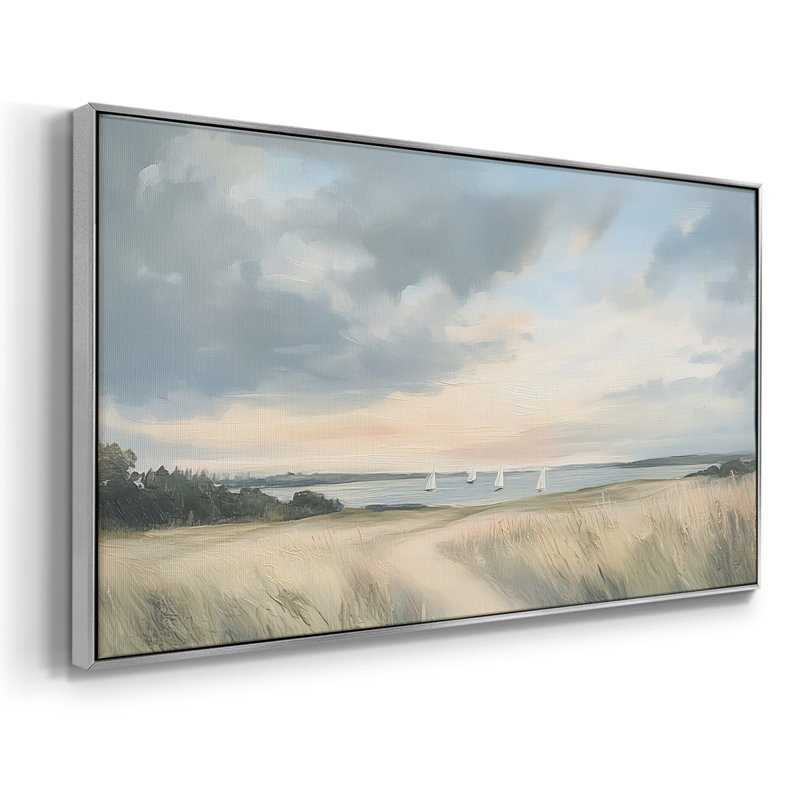 Série nautique-CIX- Toile tendue avec châssis tendue, prête à être accrochée, H 25 po x l 49 po, Argent argent