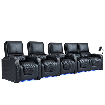 Haiylee Zero Gravity Home Theater Seating Top Grain Leather Recliner Sofa Power Headrest Footrest