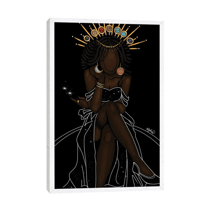 Celestial Goddess - Print on Canvas, 66.04cm H x 45.72cm W x 3.81cm D, White Framed