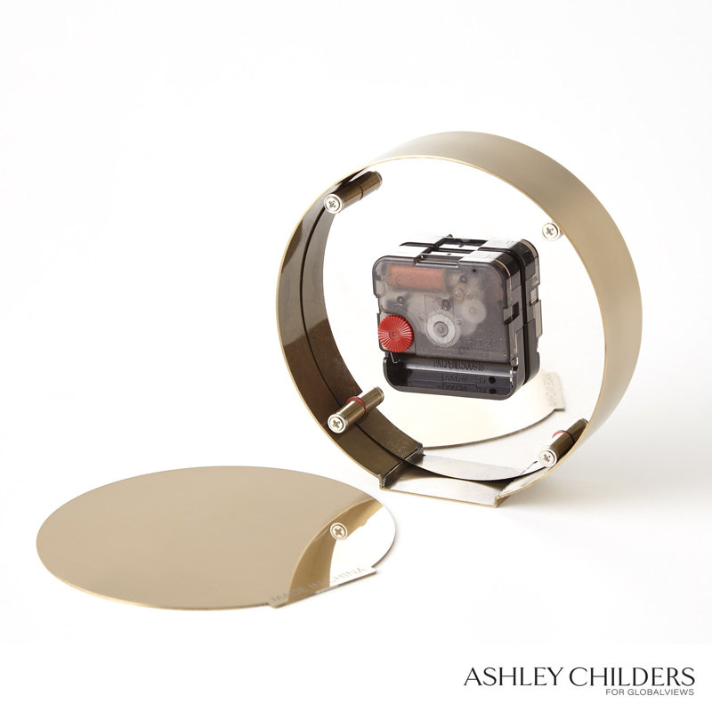 Mother Of Pearl Clock, Satin Brass