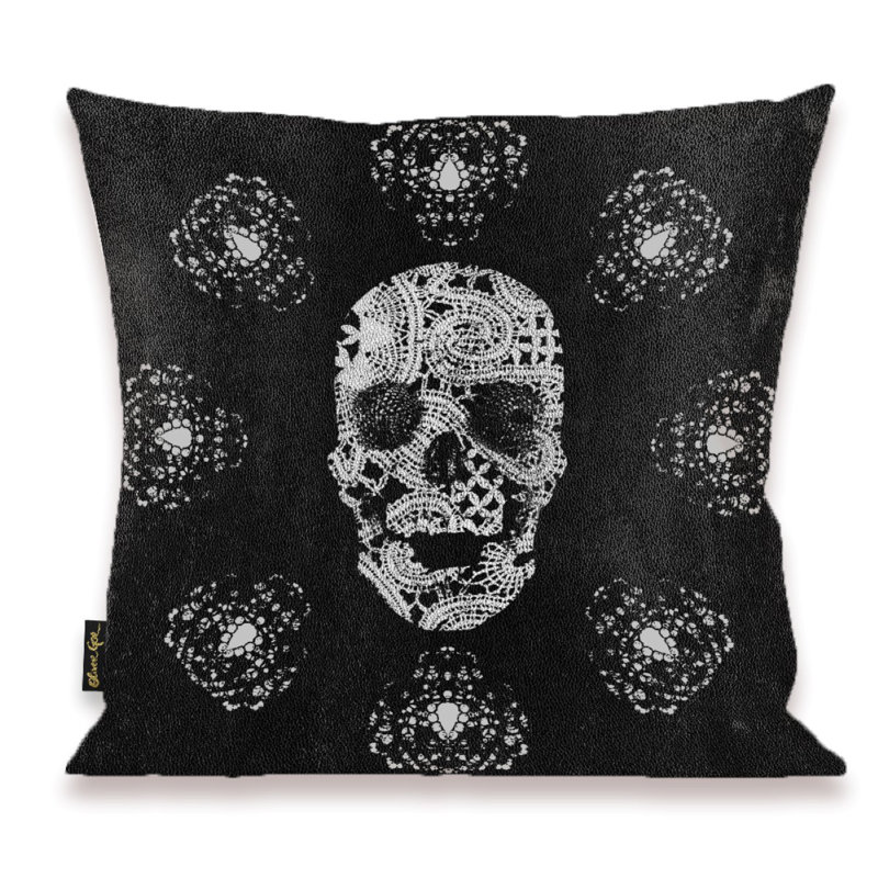 Coussin décoratif en dentelle et cuir Oliver Gal Home