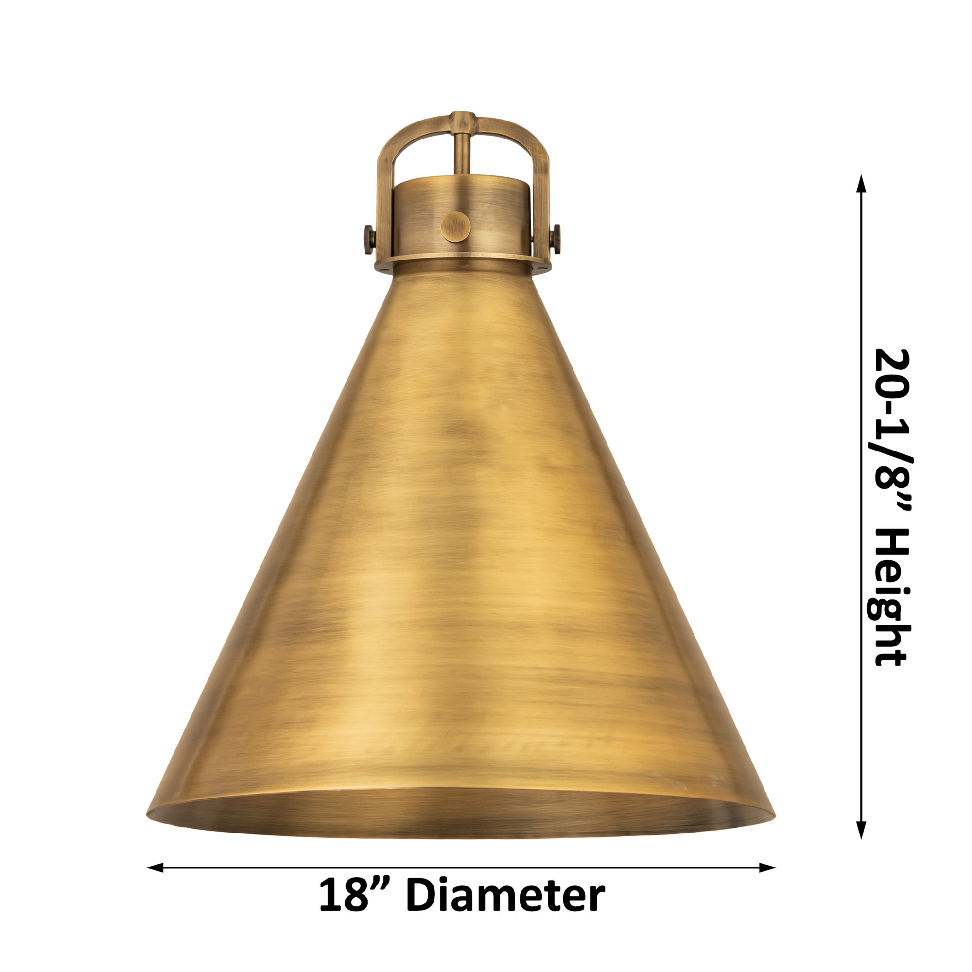 Coterie Single Light Metal Dimmable Pendant, Brushed Brass, 20.13" H x 18" W x 18" D