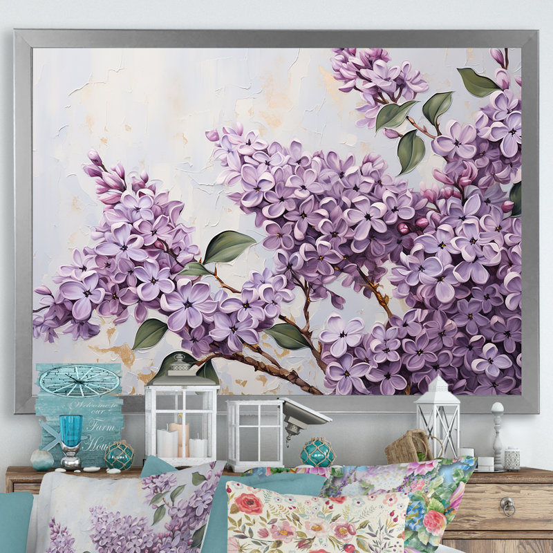 Pastel Lilac Dreams VII - Lilacs, art mural sur toile, H 30 po x l 40 po x P 1,5 po, Cadre simple argenté