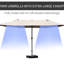 Parasol de patio 15 pi, acier rectangulaire, protection solaire double face, mécanisme à manivelle simple, parasol de terrasse café de 15 pi, garde, fonctionnement facile,