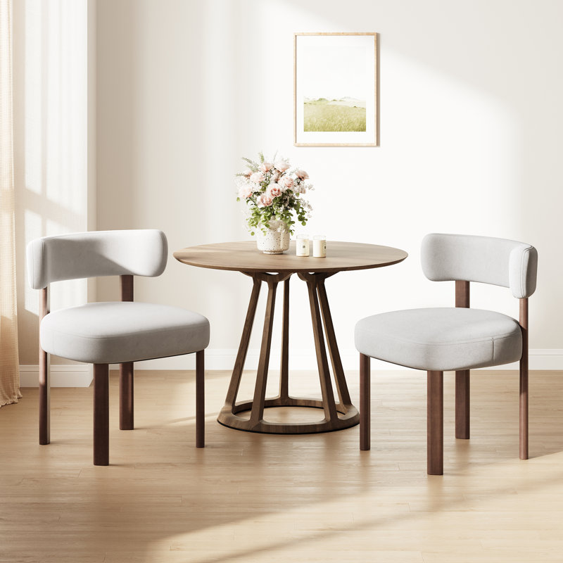 Chaise d'appoint rembourrée en bois massif, Beige