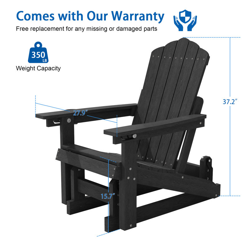 Chaise Adirondack Glider, Noir