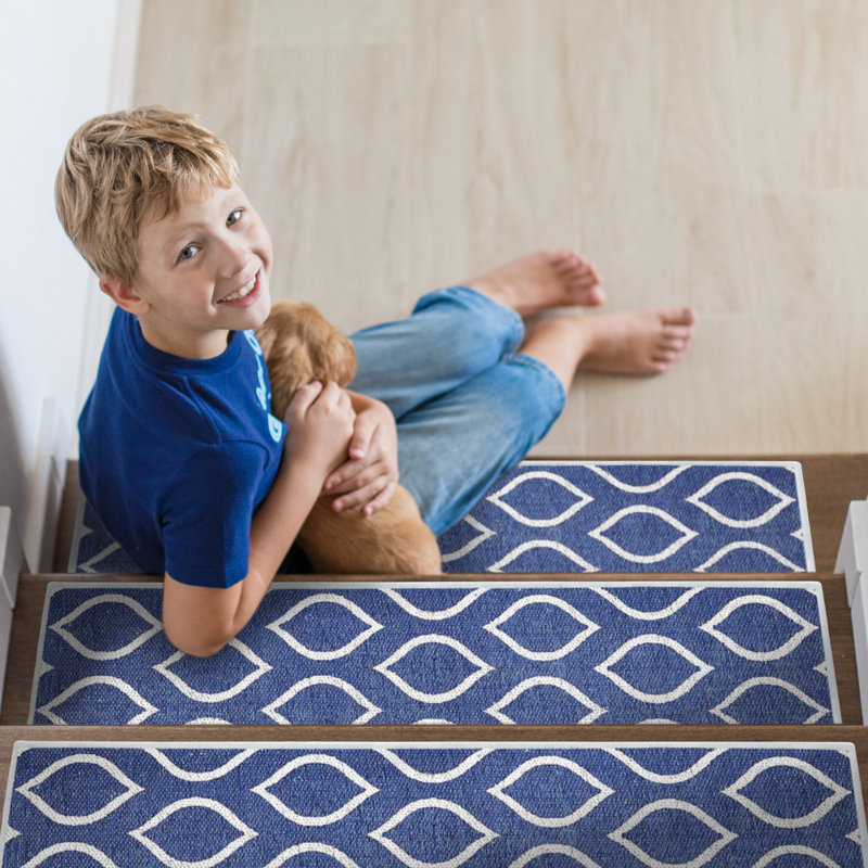 Tapis de marche intérieur antidérapant 9 po x 28 po Drop Design, Marine