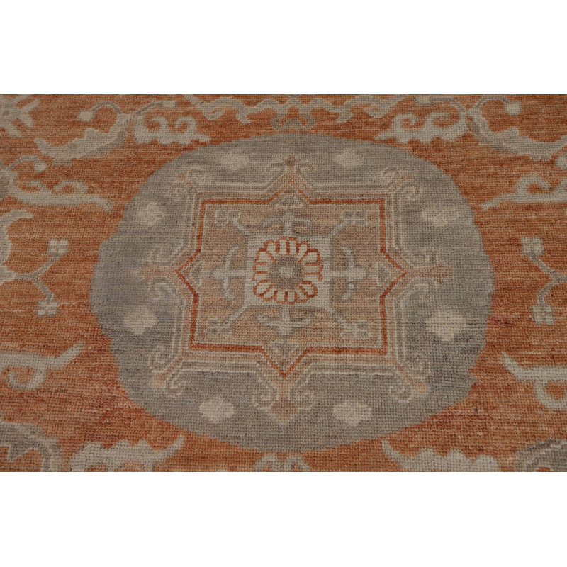 Orange Oushak Vegetable Dye Turkish Area Rug
