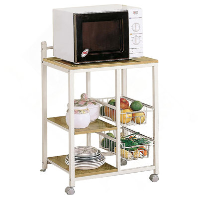 Natural Brown And White Kitchen Cart