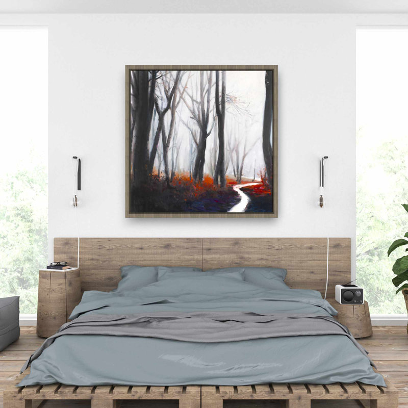 Mystérieuse forêt avec ruisseau - Toile encadrée avec arbres