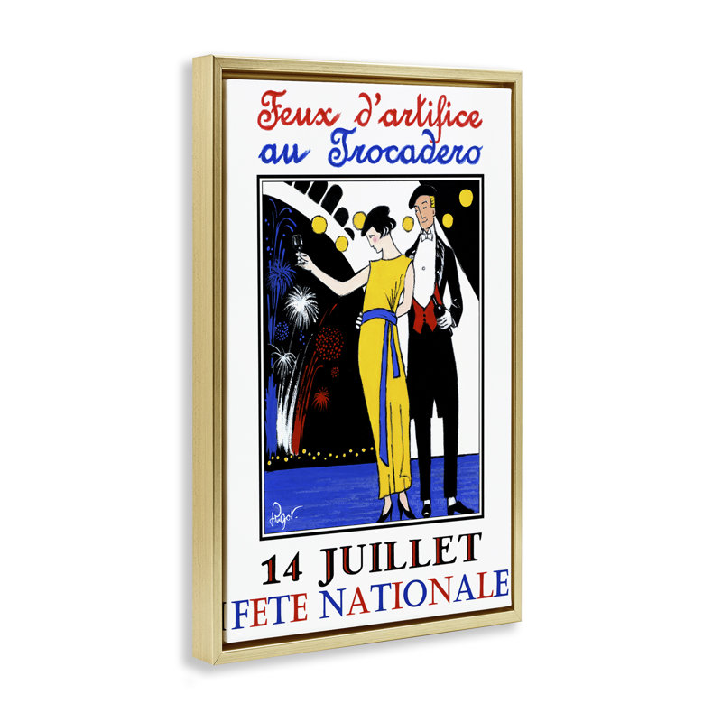 «Vintage French Holiday», art mural encadré par Jean-Pierre Got, Cadre flottant gris lustré, H 31 po x l 21 po