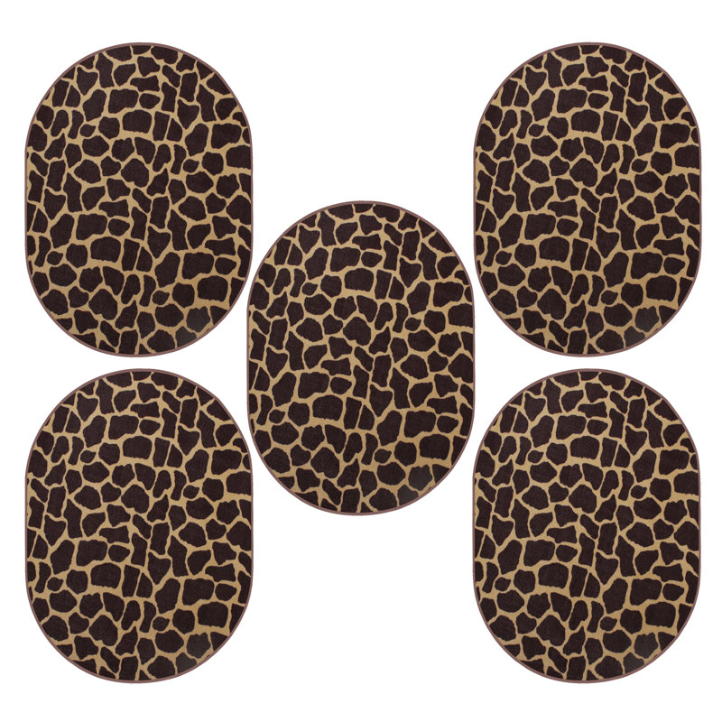 Ensemble de tapis touffetés en nylon à motif animalier Barrada, Ovale 1 pi 5 po x 2 pi 2 po