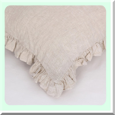 Boho Ruffle Pillowcase Set - French Natural Decorative Shams for Standard Size Bedding - Ruffled Pillow Cases