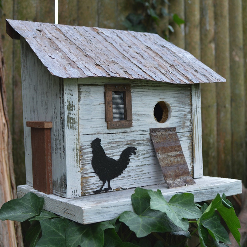 Rustic White Reclaimed Wood Chicken Coop Birdhouse