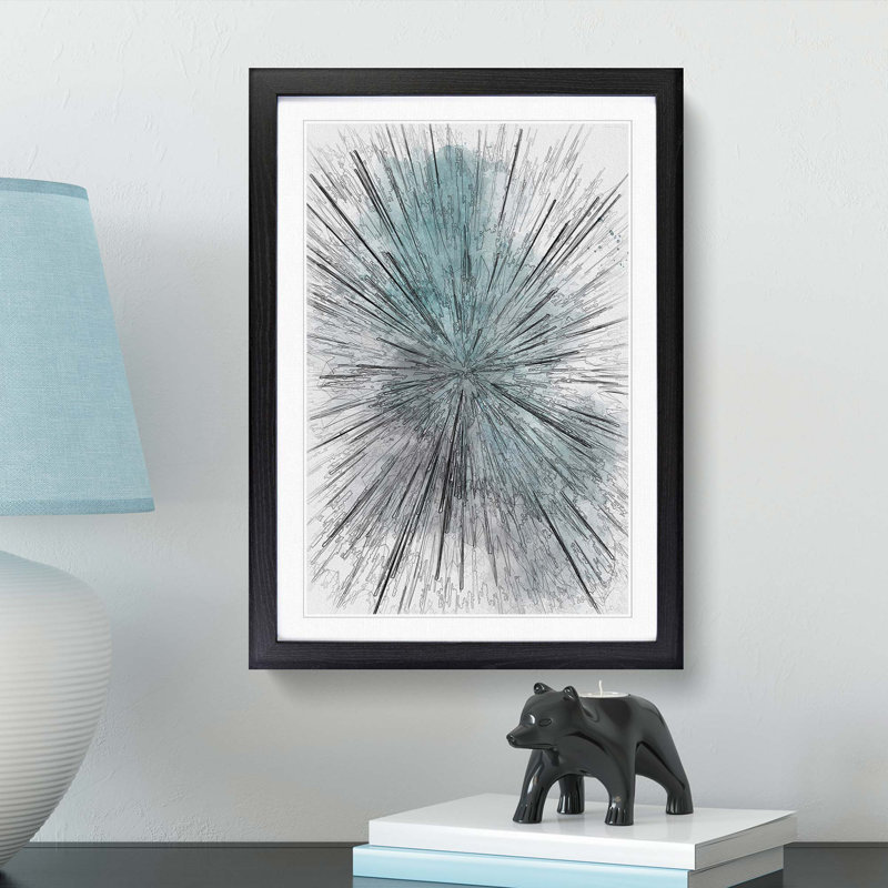 Explosion of Light in Abstract - Picture Frame Graphic Art Print, 65cm H x 48cm W x 2cm D, Black Framed