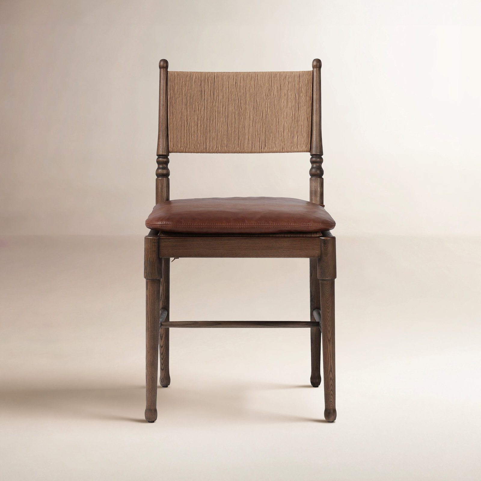 Fayth Leather Side Chair, Mahogany Genuine Leather, Antique Walnut