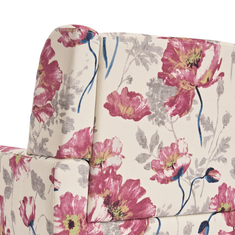 Fauteuil capitonné de 27,5 po de largeur Stephanny, Mélange de lin floral blanc / rose