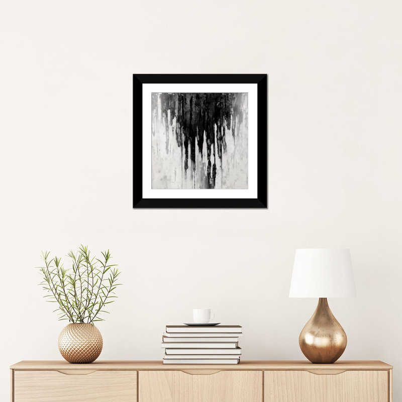 «Neutral Space Noir II», reproduction d'art sur toile tendue, Papier beaux-arts encadré noir, Blanc