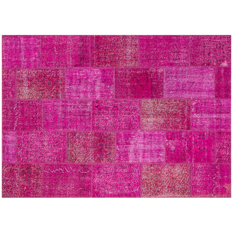 Tapis moderne fabriqué à la main fuchsia moderne
