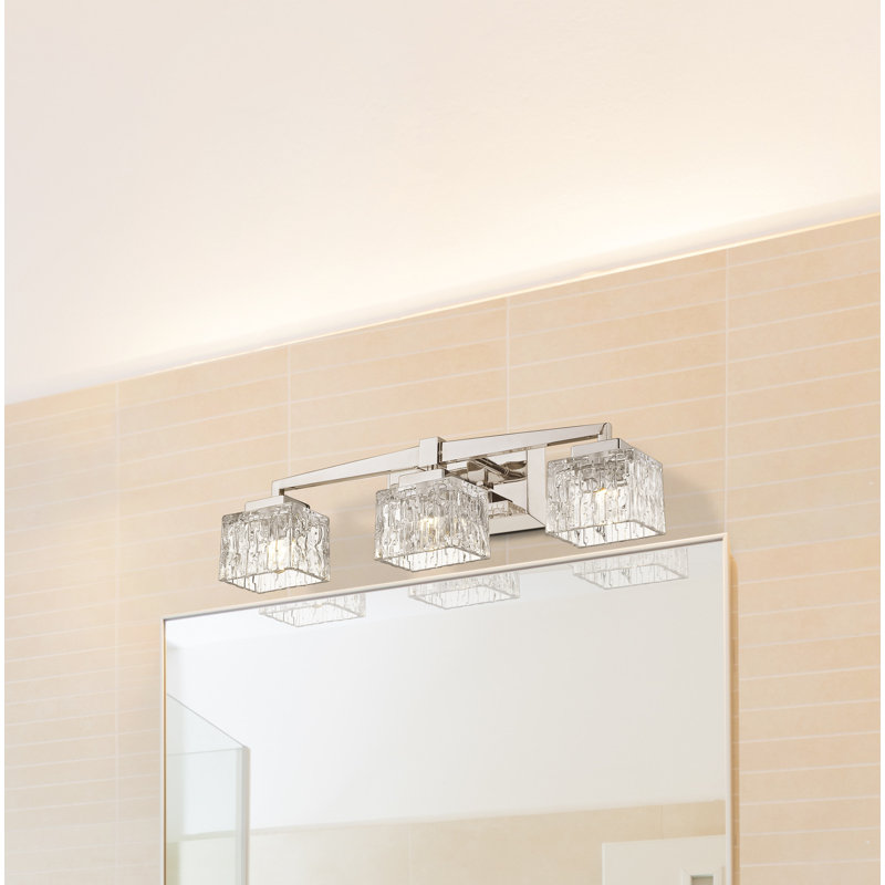 Éclairage pour salle de bain 3 lumières Bechard, Nickel brossé, Oui