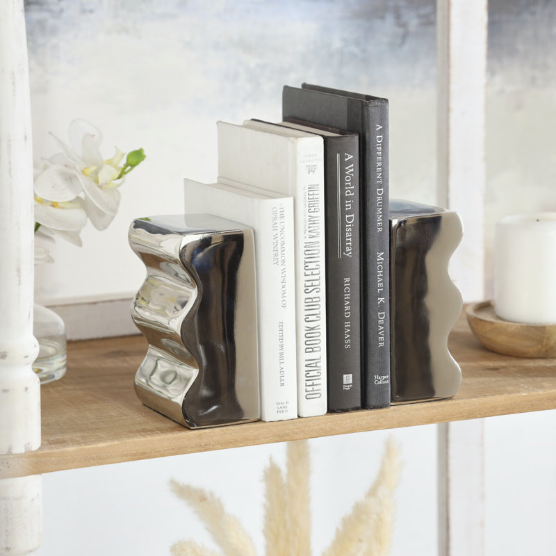 Moresby Aluminum Non-Skid Bookends, Silver
