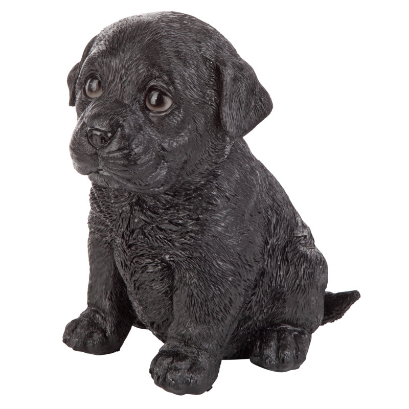 Black Resin Labrador Puppy Dog Statue, 5"