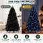 Sapin de Noël artificiel noir de 1,5 m avec 250 lumières DEL blanches, 1076 branches en PE et PVC préilluminées, branches articulées et support en métal pour la décoration d'Halloween et de Noël-1106259202