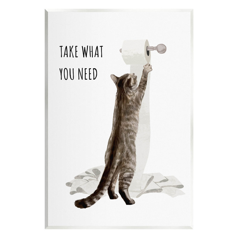 "Take What You Need", papier toilette, plaque murale sur bois par Ziwei Li, H 15 po x l 10 po x P 0,5 po