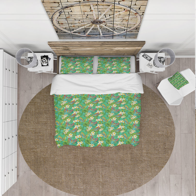 Ensemble de housse de couette tropical, Housse de couette très grand + 2 taies décoratives
