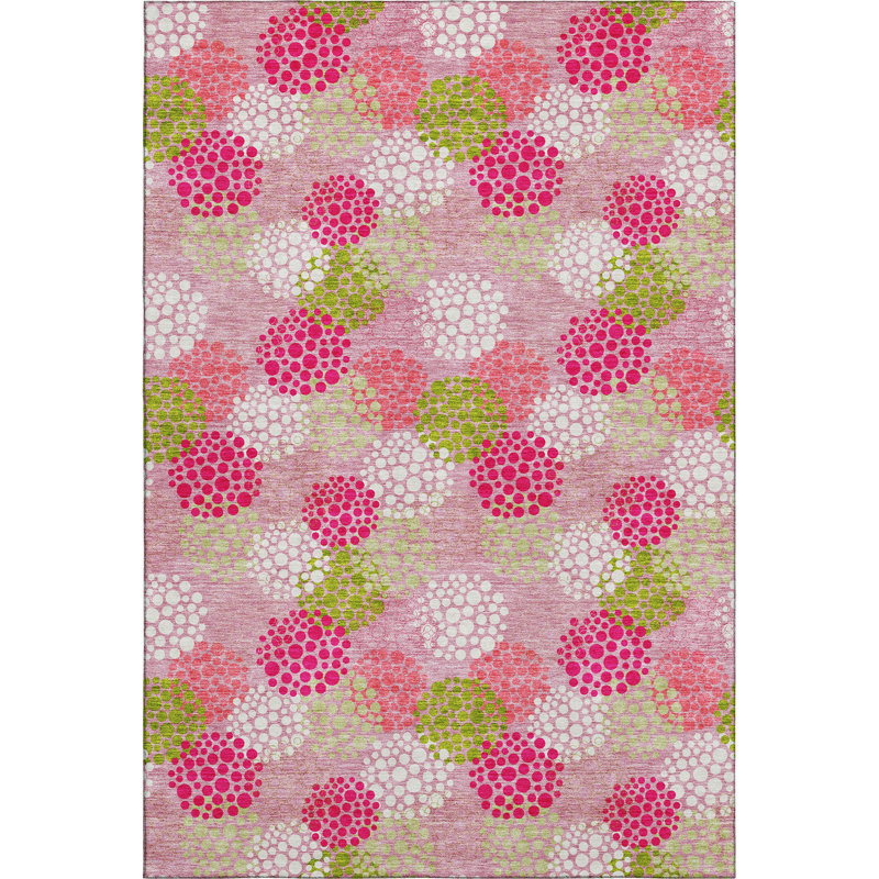Premium Machine Washable Prisco Pink Rug, Rectangle 9' x 12'