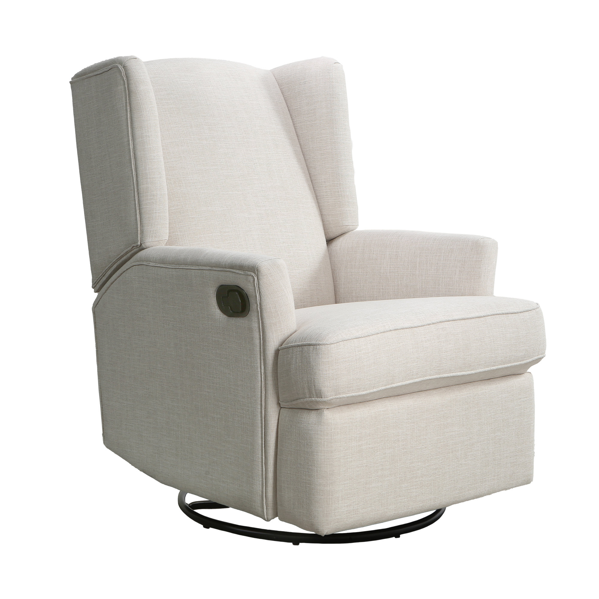 Heming Wingback Recliner Nursery Glider, Oatmeal Polyester Blend