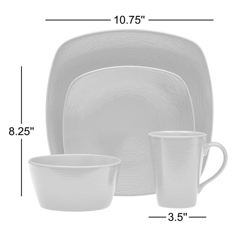Couvert carré 4 pièces Noritake Colorscapes White-on-White Dune, service pour 1 personne, Blanc