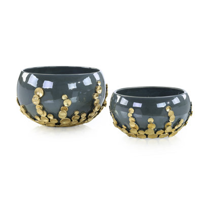 Golden Disc Bowls, Set Of 2
