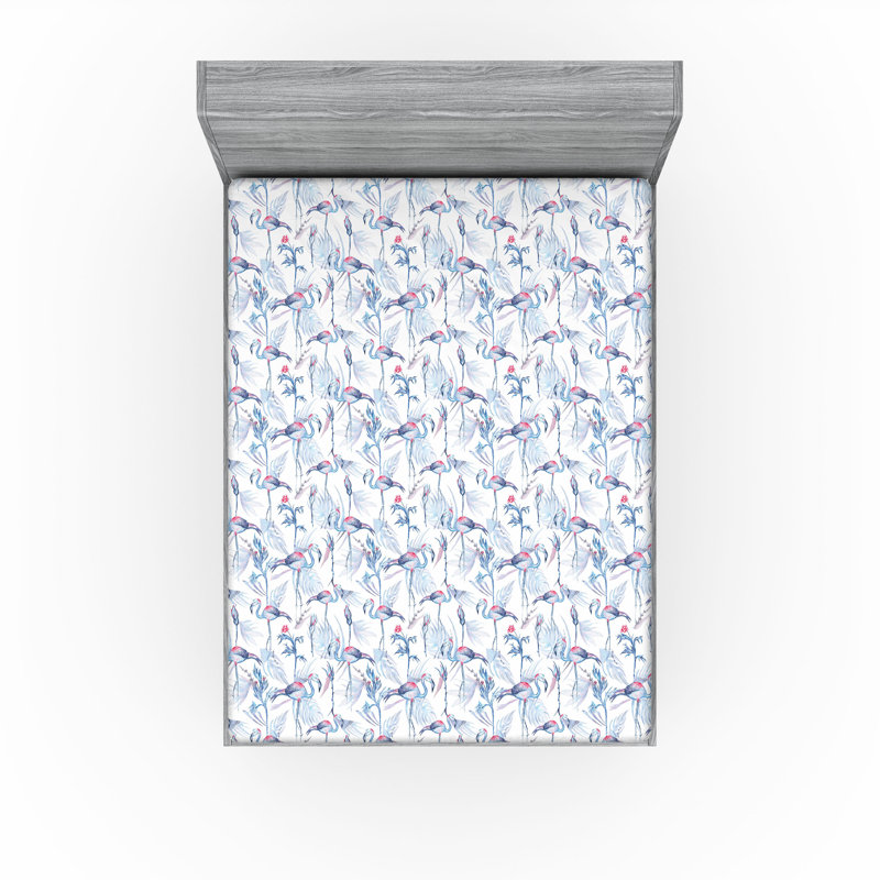 Microfiber Fitted Sheet, Queen Fitted Sheet, Dark Pink/Pale Blue Animal