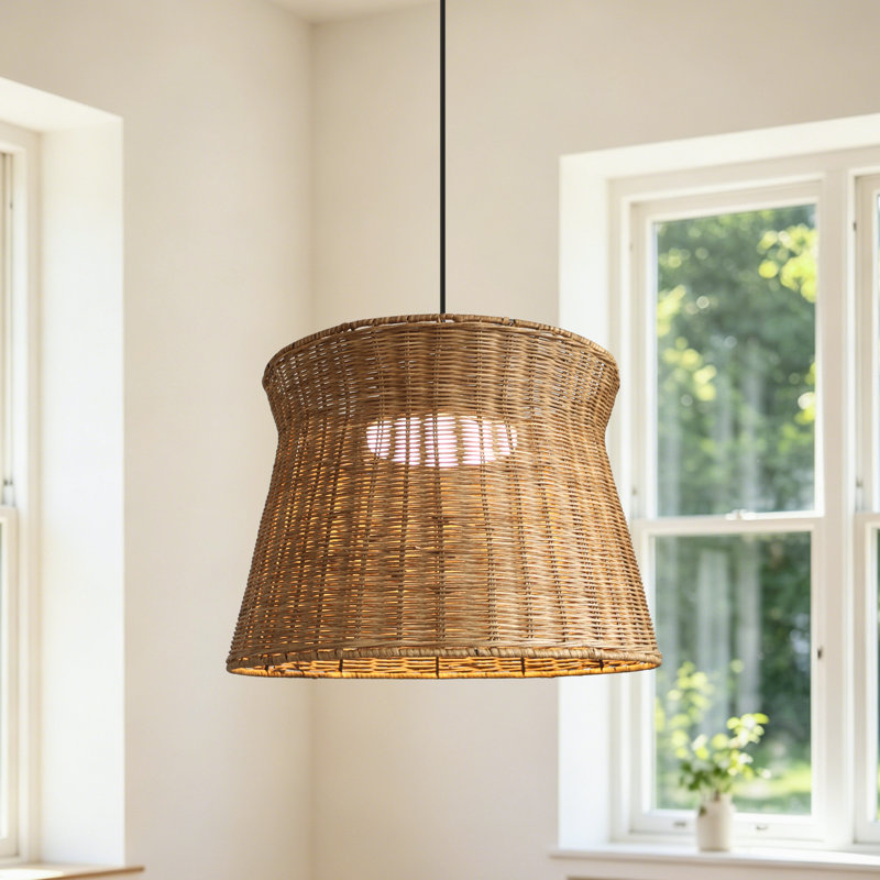 Luminaire suspendu bohémien en rotin à 1 lumière DEL 3000K