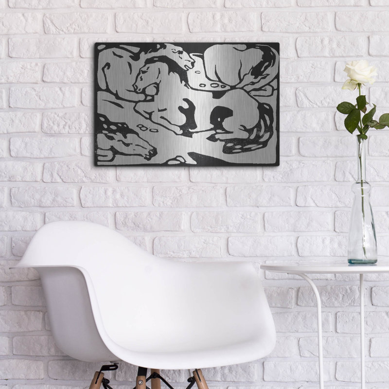  «Animal Legend Woodcuts 1» par Franz Marc, art mural en métal, 24 po x 16 po, H 16 po x l 24 po