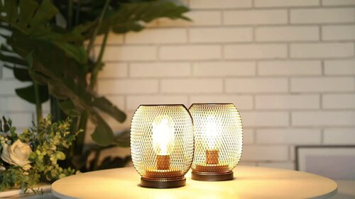 JHY DESIGN Lampe de table en forme de vase en métal 22 cm de haut Sans