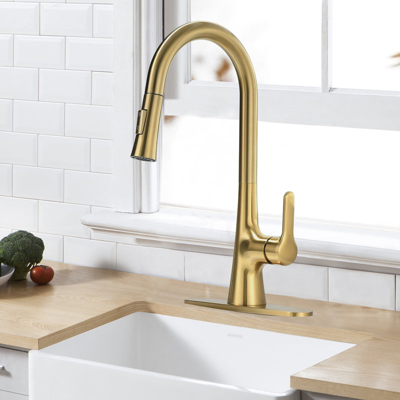 Kitchen Faucet With Pull-Down Sprayer, Stainless Steel Kitchen Faucet, High Arc Single Handle Faucet, Suitable For 1 Or 3 Holes In Kitchens, Rvs, And Laundry Rooms.