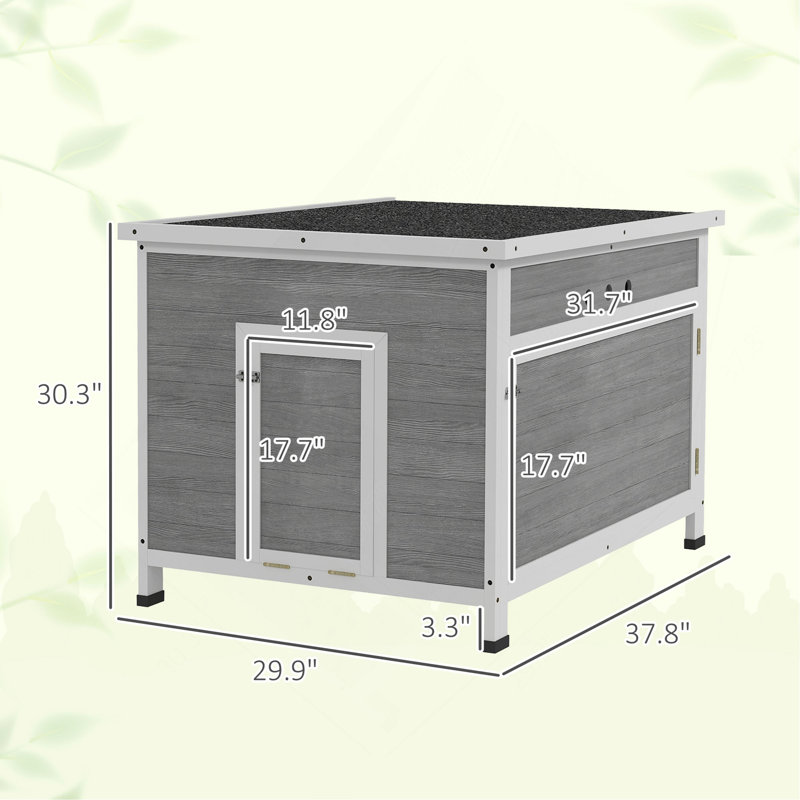 Bois avec cage de toit ouvrable, plancher amovible, portes doubles, H 30,3 po x l 29,9 po x P 37,8 po