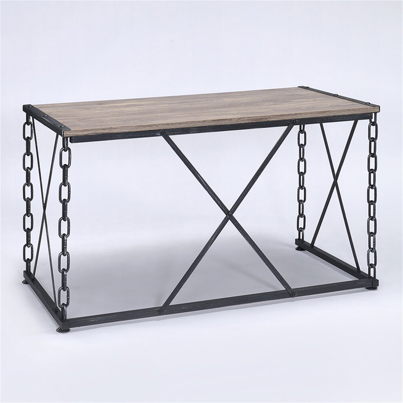 Bureau rustique en chêne rustique et noir antique