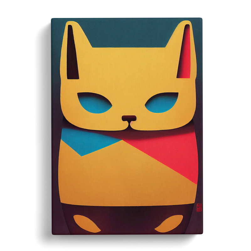 Maneki Neko Cat Cubism - Wrapped Canvas, 50cm H x 35cm W x 3cm D
